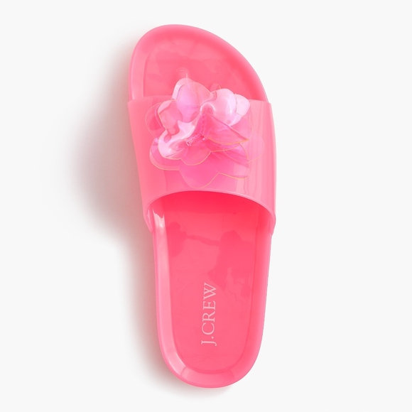 NWT J.Crew Pink Floral Jelly Flower Pool Slides Flip Flops Sandals Size 7 8 - Picture 2 of 16